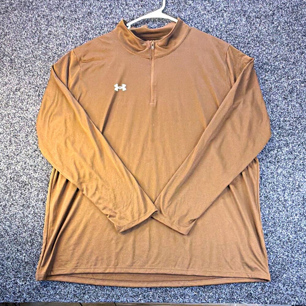 Under Armour Men’s 1/4 Zip Mock Neck Pullover Long Sleeve Brown 3XL B&T